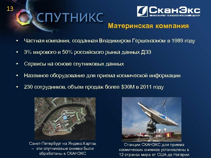 13 Материнская компания • Частная компания, созданная Владимиром Гершензоном в 1989 году • 3%