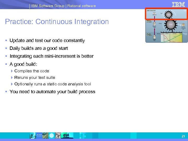IBM Software Group | Rational software Practice: Continuous Integration § Update and test our