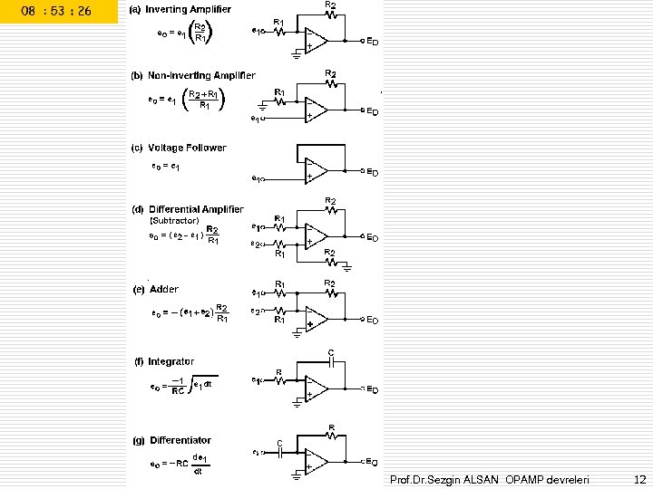 Prof. Dr. Sezgin ALSAN OPAMP devreleri 12 