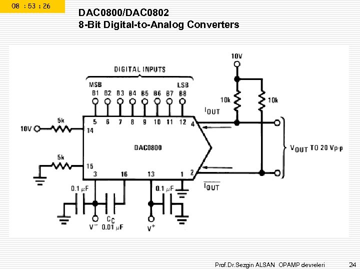 DAC 0800/DAC 0802 8 -Bit Digital-to-Analog Converters Prof. Dr. Sezgin ALSAN OPAMP devreleri 24