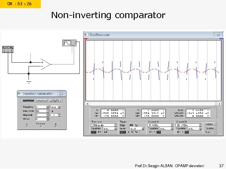 Non-inverting comparator Prof. Dr. Sezgin ALSAN OPAMP devreleri 37 