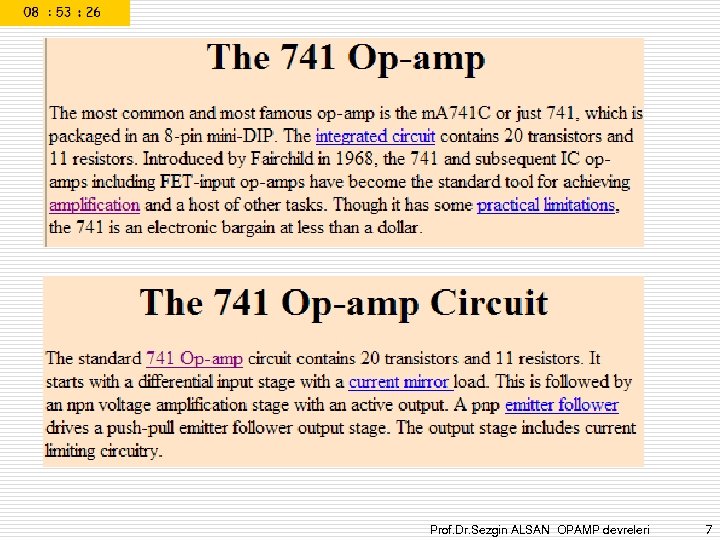 Prof. Dr. Sezgin ALSAN OPAMP devreleri 7 
