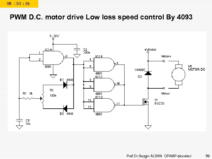 PWM D. C. motor drive Low loss speed control By 4093 Prof. Dr. Sezgin