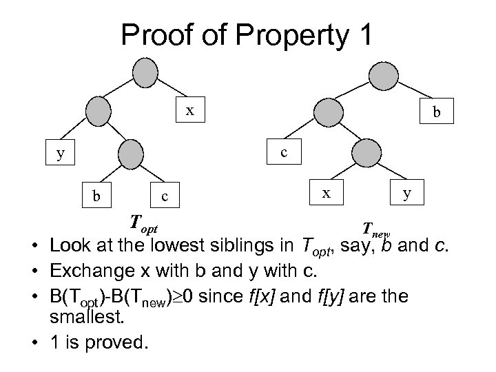 Proof of Property 1 x c y b • • b c x y