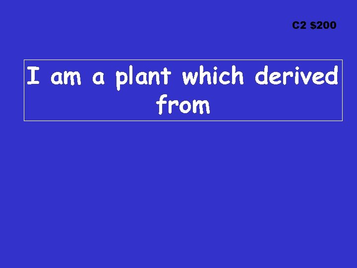 C 2 $200 I am a plant which derived from 