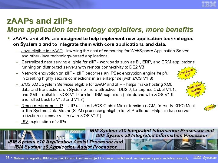 z. AAPs and z. IIPs More application technology exploiters, more benefits § z. AAPs
