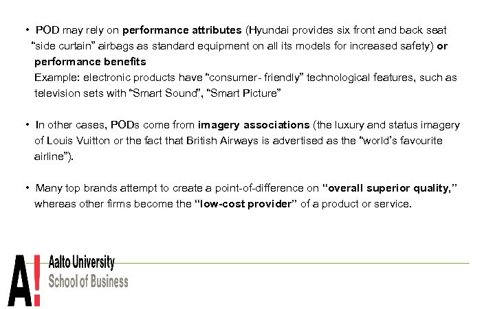  • POD may rely on performance attributes (Hyundai provides six front and back