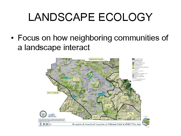 LANDSCAPE ECOLOGY • Focus on how neighboring communities of a landscape interact 