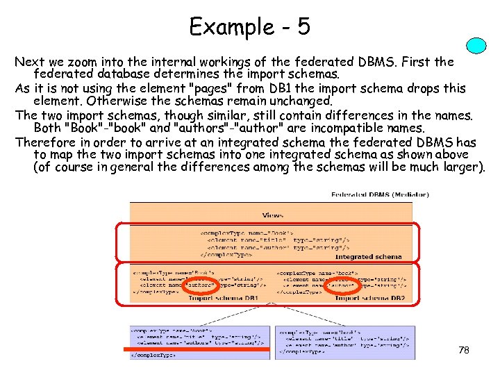 Example - 5 Next we zoom into the internal workings of the federated DBMS.