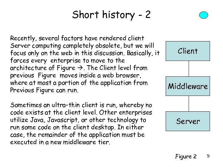 Short history - 2 Recently, several factors have rendered client Server computing completely obsolete,