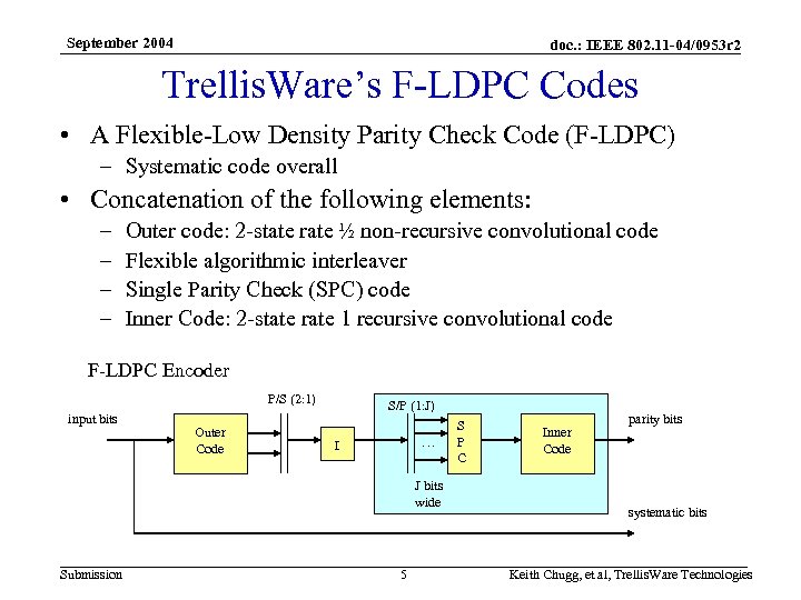 September 2004 doc. : IEEE 802. 11 -04/0953 r 2 Trellis. Ware’s F-LDPC Codes