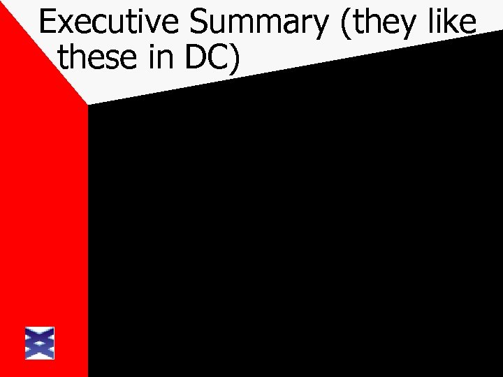 Executive Summary (they like these in DC) 
