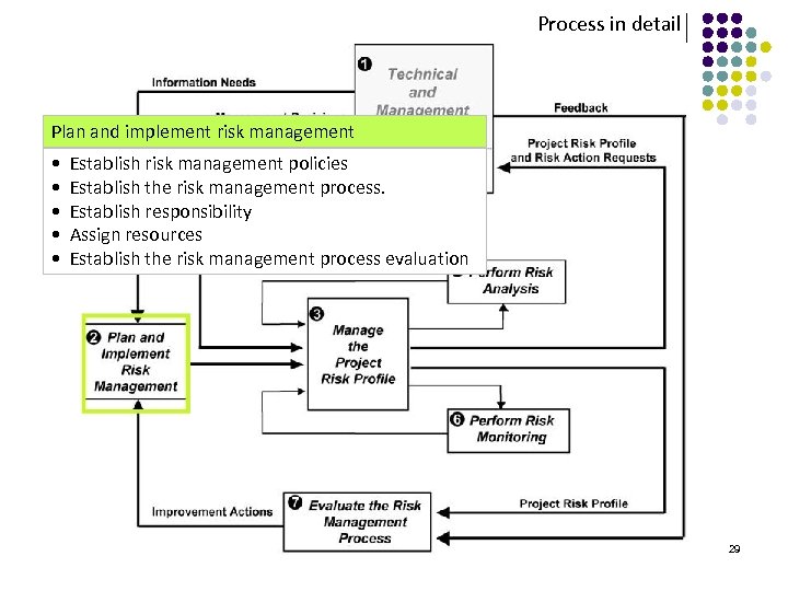 Process in detail Plan and implement risk management • Establish risk management policies •