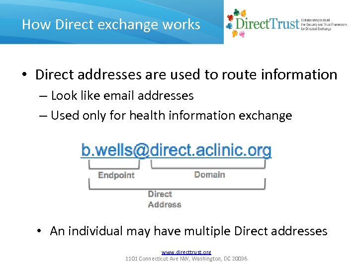 How Direct exchange works • Direct addresses are used to route information – Look