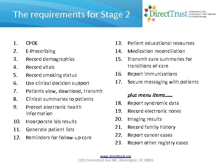 The requirements for Stage 2 1. 2. 3. 4. 5. 6. 7. 8. 9.