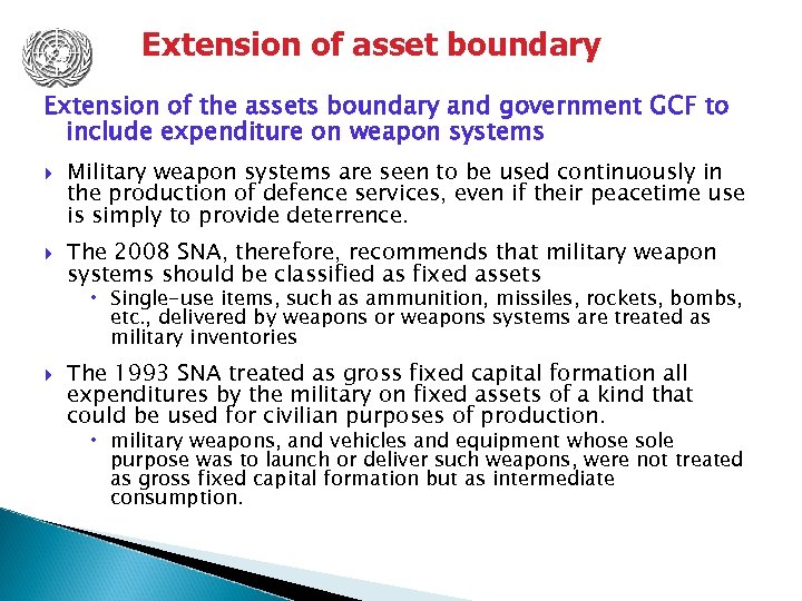 Extension of asset boundary Extension of the assets boundary and government GCF to include