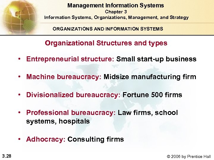 Management Information Systems Chapter 3 Information Systems, Organizations, Management, and Strategy ORGANIZATIONS AND INFORMATION