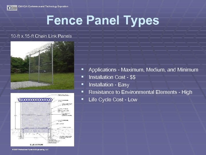 CMI-CJA Conference and Technology Exposition Fence Panel Types 10 -ft x 15 -ft Chain