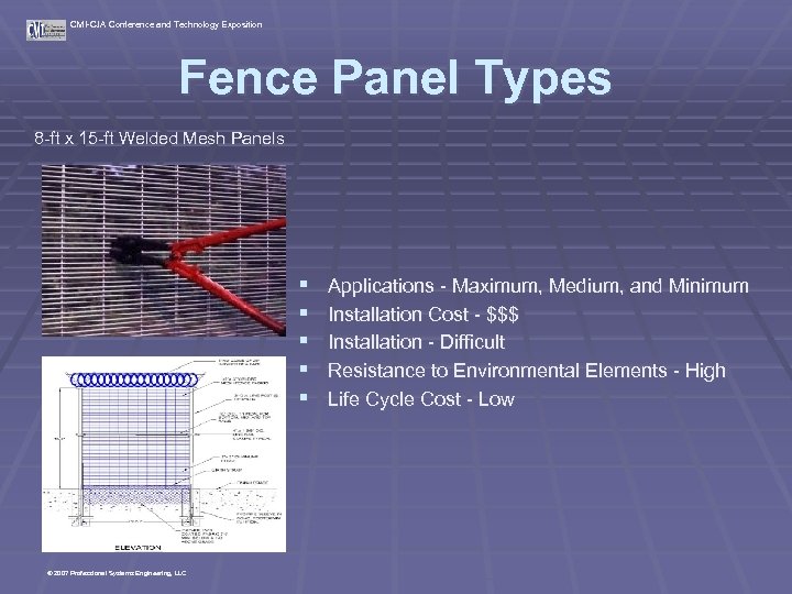 CMI-CJA Conference and Technology Exposition Fence Panel Types 8 -ft x 15 -ft Welded