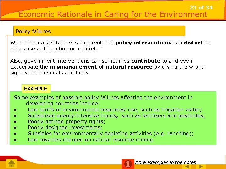 23 of 34 Economic Rationale in Caring for the Environment Policy failures 23 of