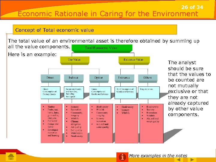 26 of 34 Economic Rationale in Caring for the Environment Concept of Total economic