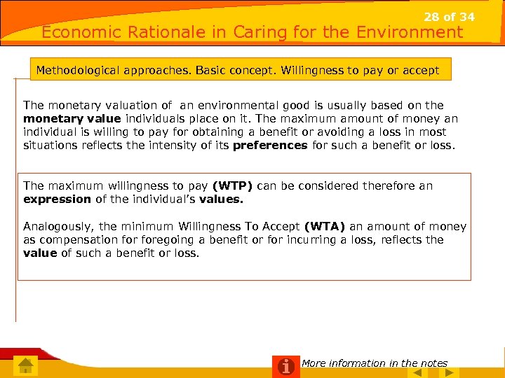 28 of 34 Economic Rationale in Caring for the Environment 28 of 15 Methodological