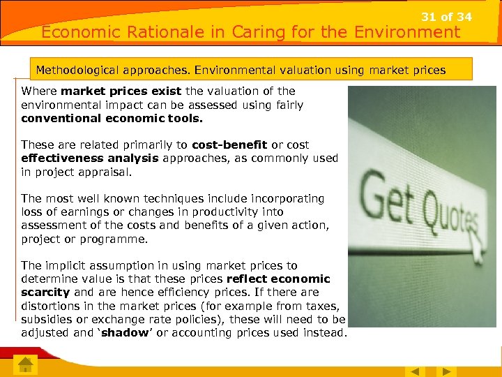 31 of 34 Economic Rationale in Caring for the Environment 31 of 15 Methodological