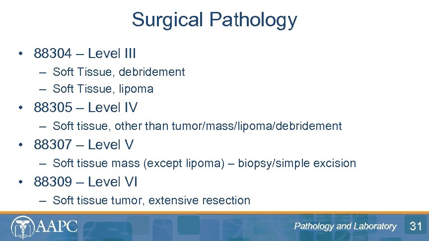 Surgical Pathology • 88304 – Level III – Soft Tissue, debridement – Soft Tissue,