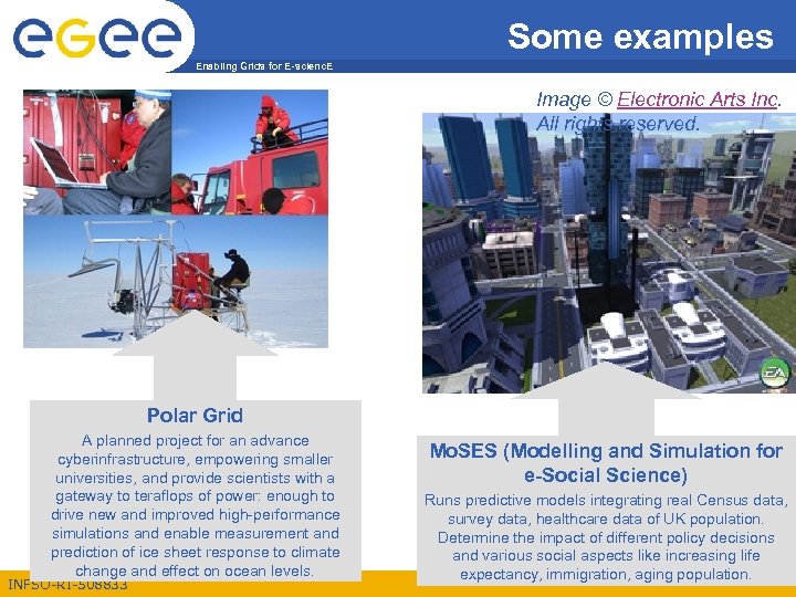 Some examples Enabling Grids for E-scienc. E Image © Electronic Arts Inc. All rights