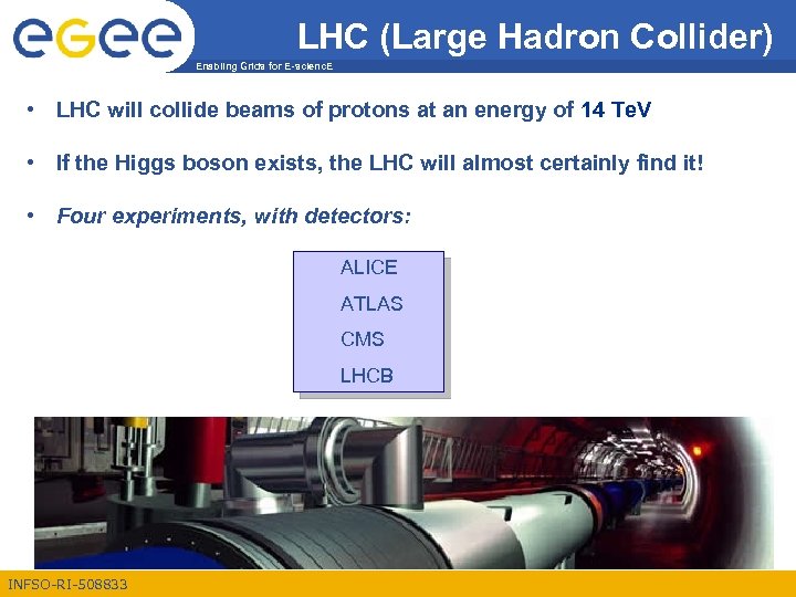 LHC (Large Hadron Collider) Enabling Grids for E-scienc. E • LHC will collide beams