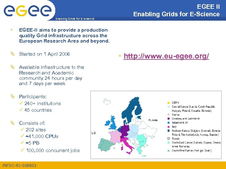 Enabling Grids for E-scienc. E • EGEE ΙΙ Enabling Grids for E-Science EGEE-II aims