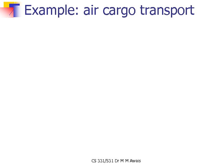 Example: air cargo transport CS 331/531 Dr M M Awais 