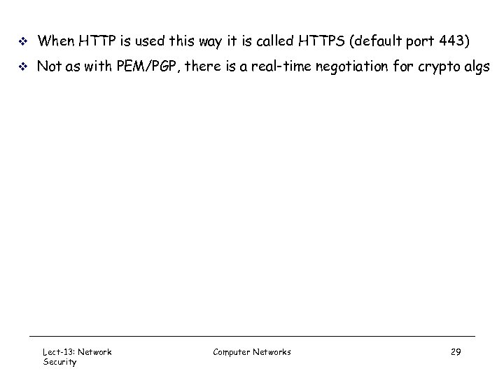 v When HTTP is used this way it is called HTTPS (default port 443)