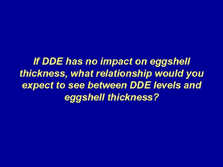 If DDE has no impact on eggshell thickness, what relationship would you expect to