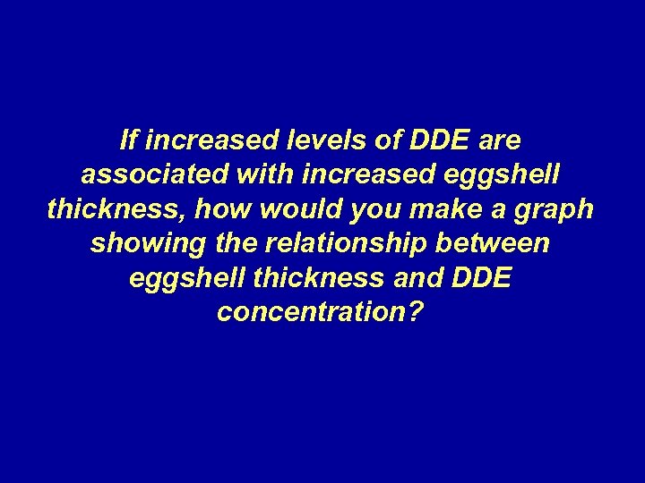If increased levels of DDE are associated with increased eggshell thickness, how would you