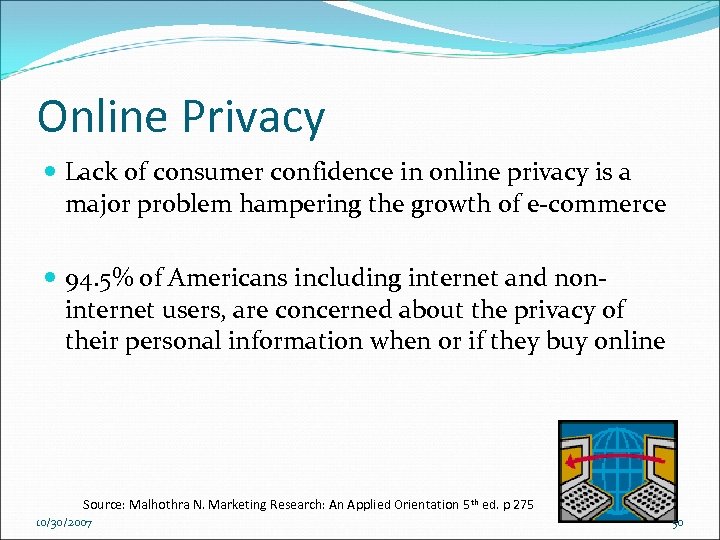 Online Privacy Lack of consumer confidence in online privacy is a major problem hampering