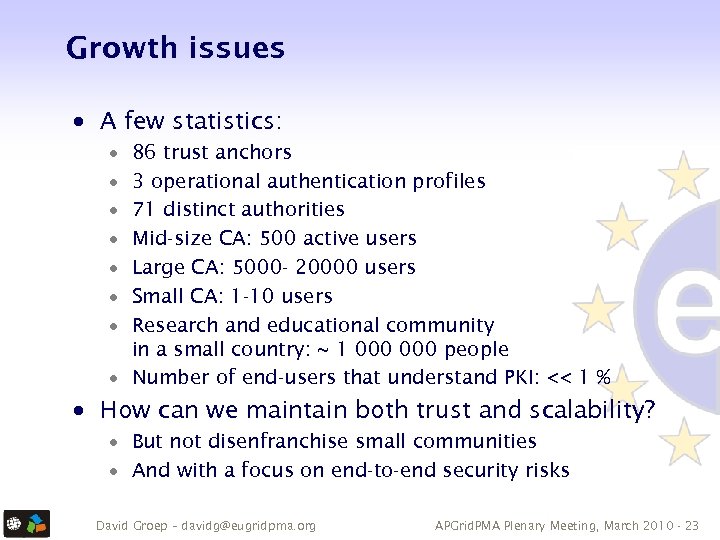 Growth issues · A few statistics: · · · · 86 trust anchors 3