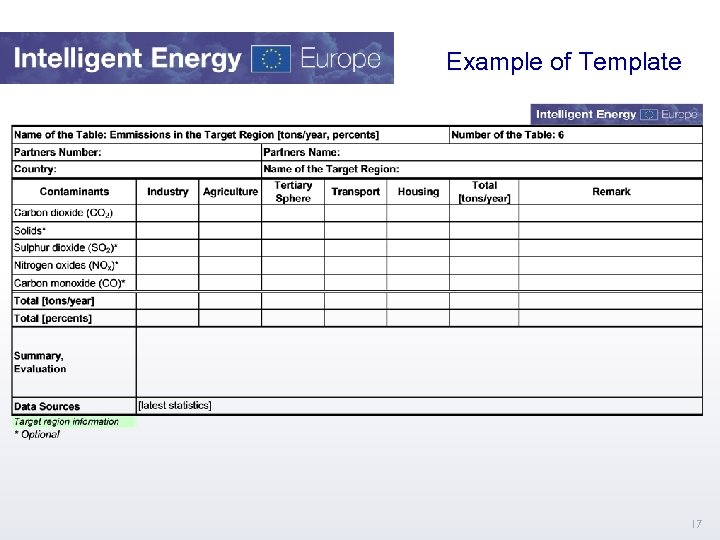 Example of Template 17 