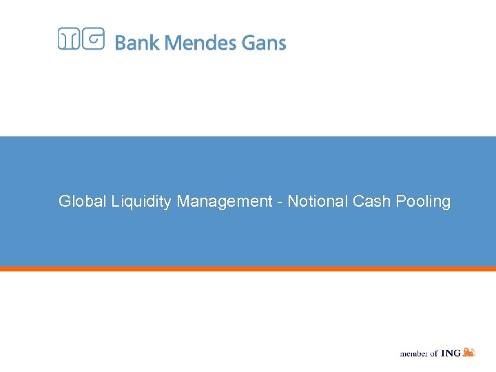 Global Liquidity Management - Notional Cash Pooling 