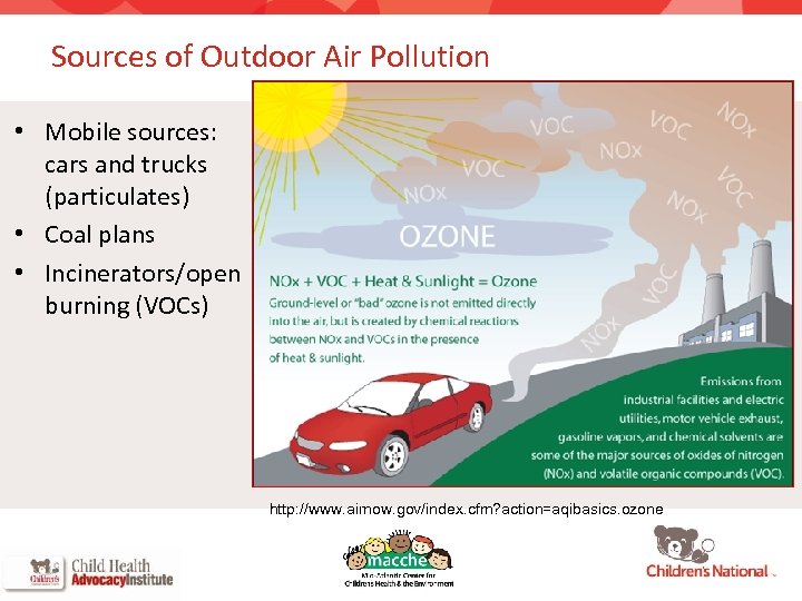 Sources of Outdoor Air Pollution • Mobile sources: cars and trucks (particulates) • Coal