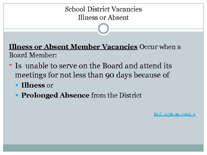 School District Vacancies Illness or Absent Member Vacancies Occur when a Board Member: •