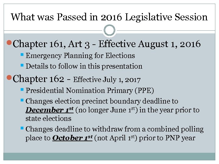 What was Passed in 2016 Legislative Session Chapter 161, Art 3 - Effective August