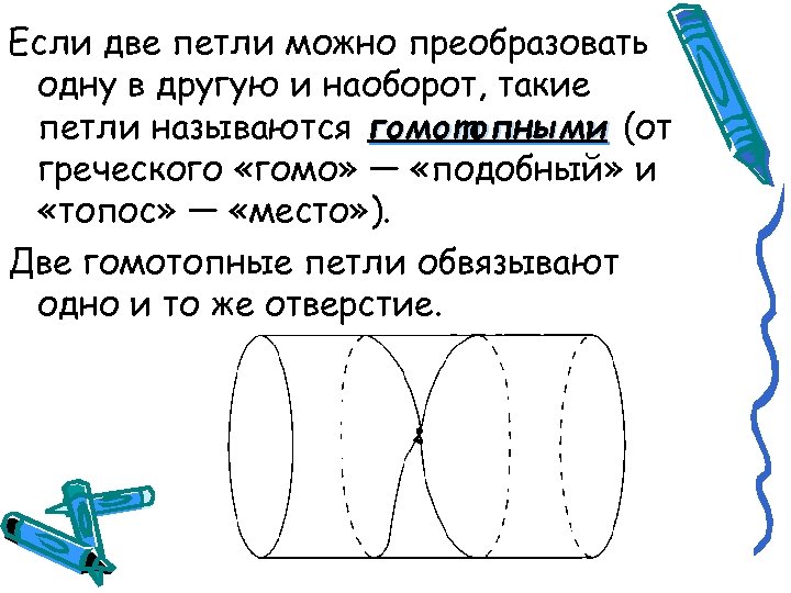 Если две петли можно преобразовать одну в другую и наоборот, такие петли называются гомотопными
