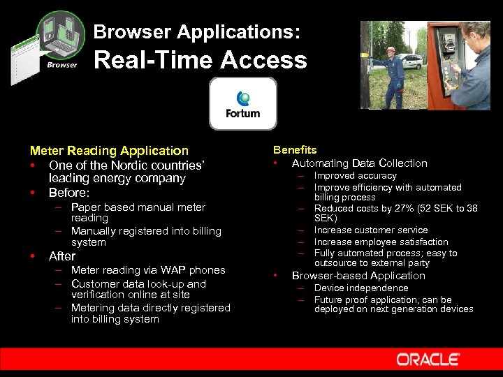 Browser Applications: Real-Time Access Meter Reading Application • One of the Nordic countries’ leading