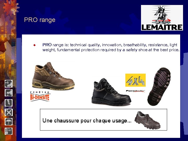 PRO range ® PRO range is: technical quality, innovation, breathability, resistance, light weight, fundamental