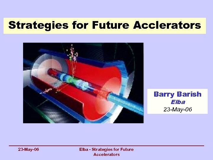 Strategies for Future Acclerators Barry Barish Elba 23 -May-06 Elba - Strategies for Future