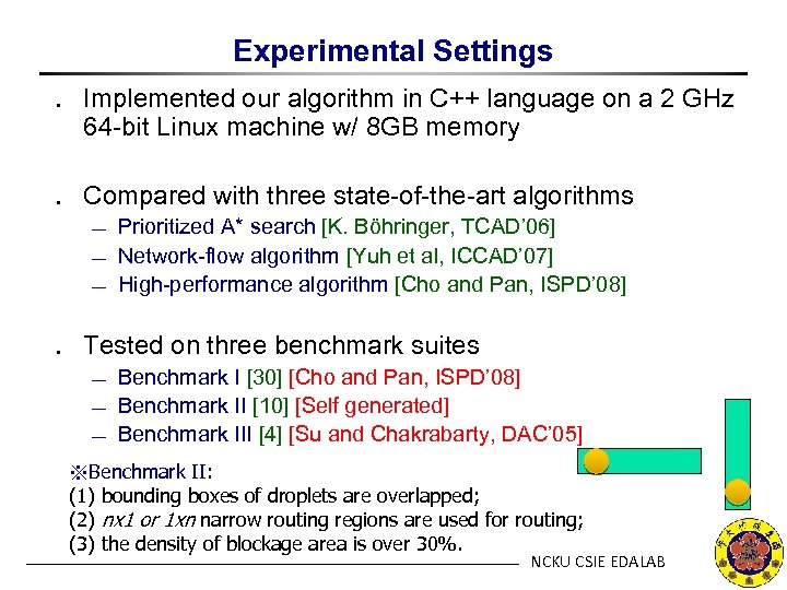 Experimental Settings ․ Implemented our algorithm in C++ language on a 2 GHz 64