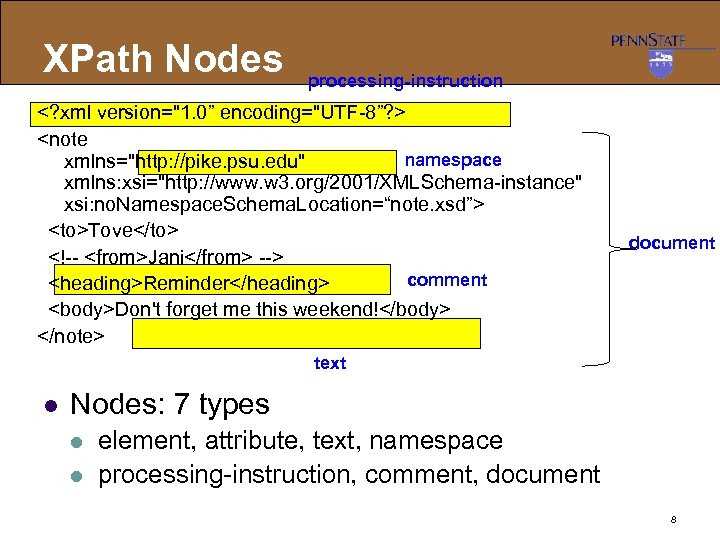 XPath Nodes processing-instruction <? xml version=
