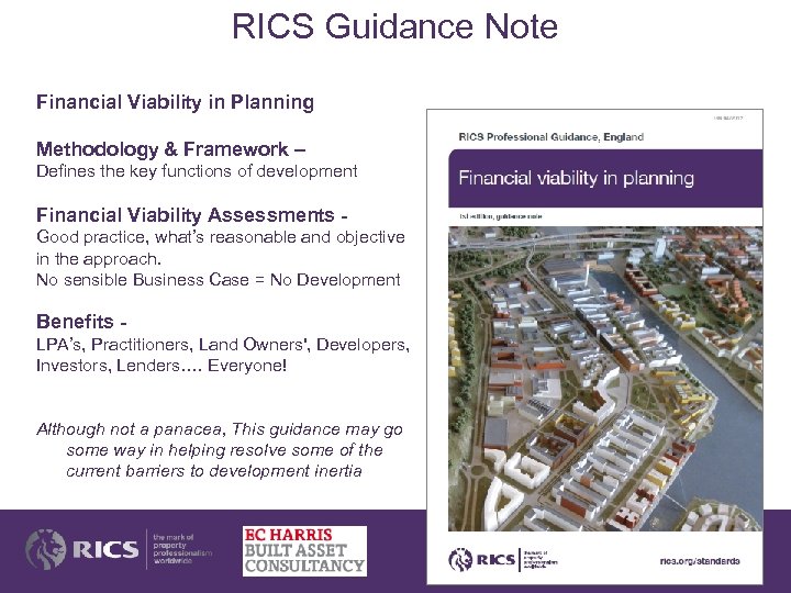 RICS Guidance Note Financial Viability in Planning Methodology & Framework – Defines the key