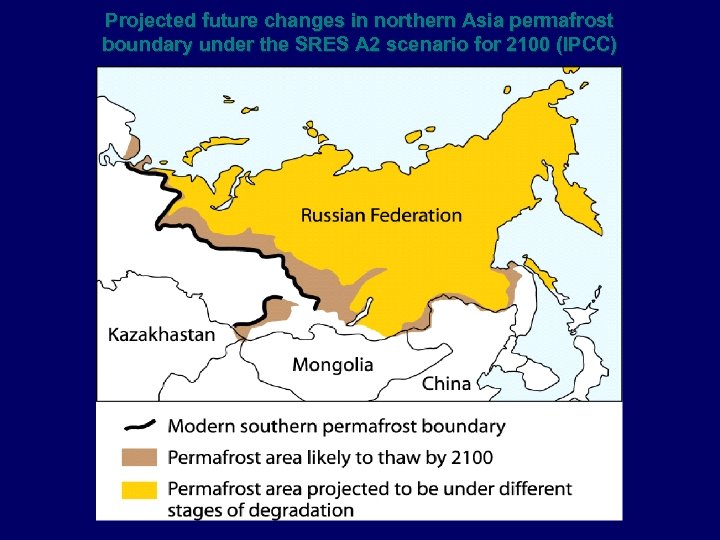 Projected future changes in northern Asia permafrost boundary under the SRES A 2 scenario